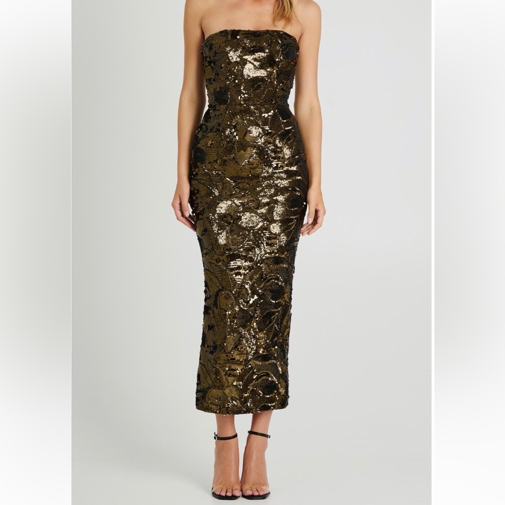 Helsi Leslie Pattern Sequin Strapless Gown